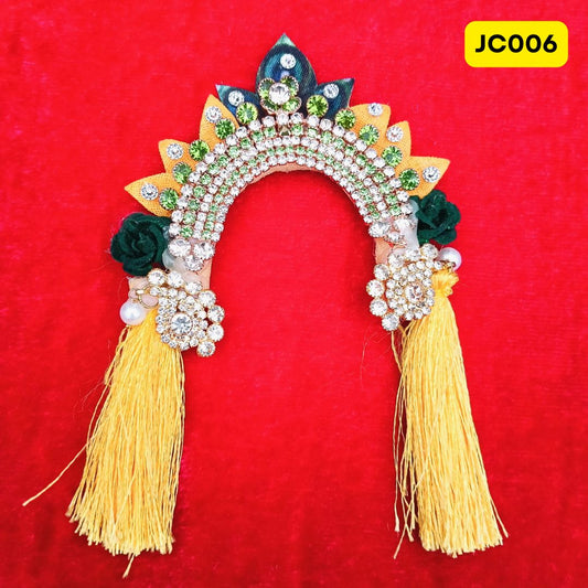 👑 Regal Green-Golden Crown Style Chandrika – JC006 👑