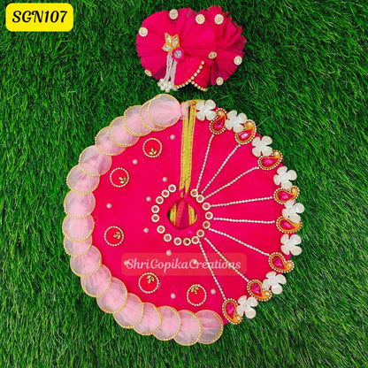 Elegant Red and Pink Laddu Gopal Dress with Floral Border | SGN107