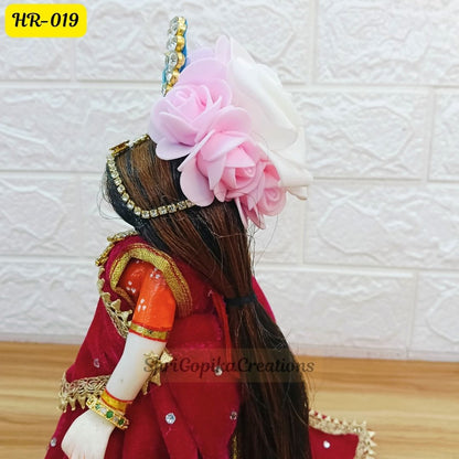 Designer Highlighted Open Hair Wig for Radha  Rani Ji  | Size- 8 Number | HR019