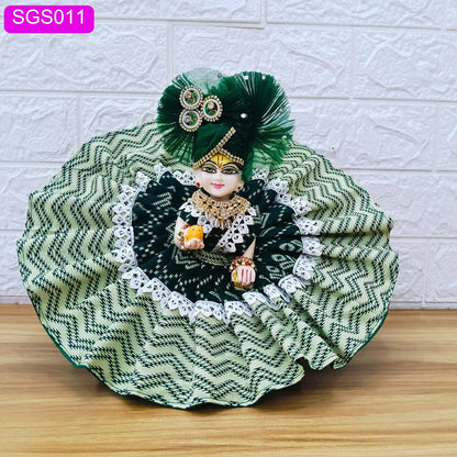 🍃 Green Premium Floral Cotton Laddu Gopal ji Dress with Matching Pagdi || SGS011🍃