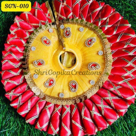 Yellow and Red Laddu Gopal Dress with Matching Pagdi | SGN010