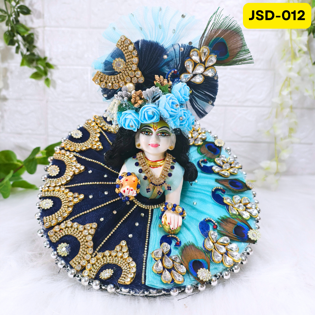 Janmashtami and Radhashtami Special Laddu Gopal Designer Poshak in blue Color with Matching Pagdi | JSD012