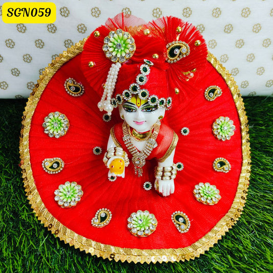 Radiant Red Laddu Gopal Net Poshak  | SGN059