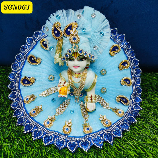 Elegant Blue Laddu Gopal Net Poshak  | SGN063