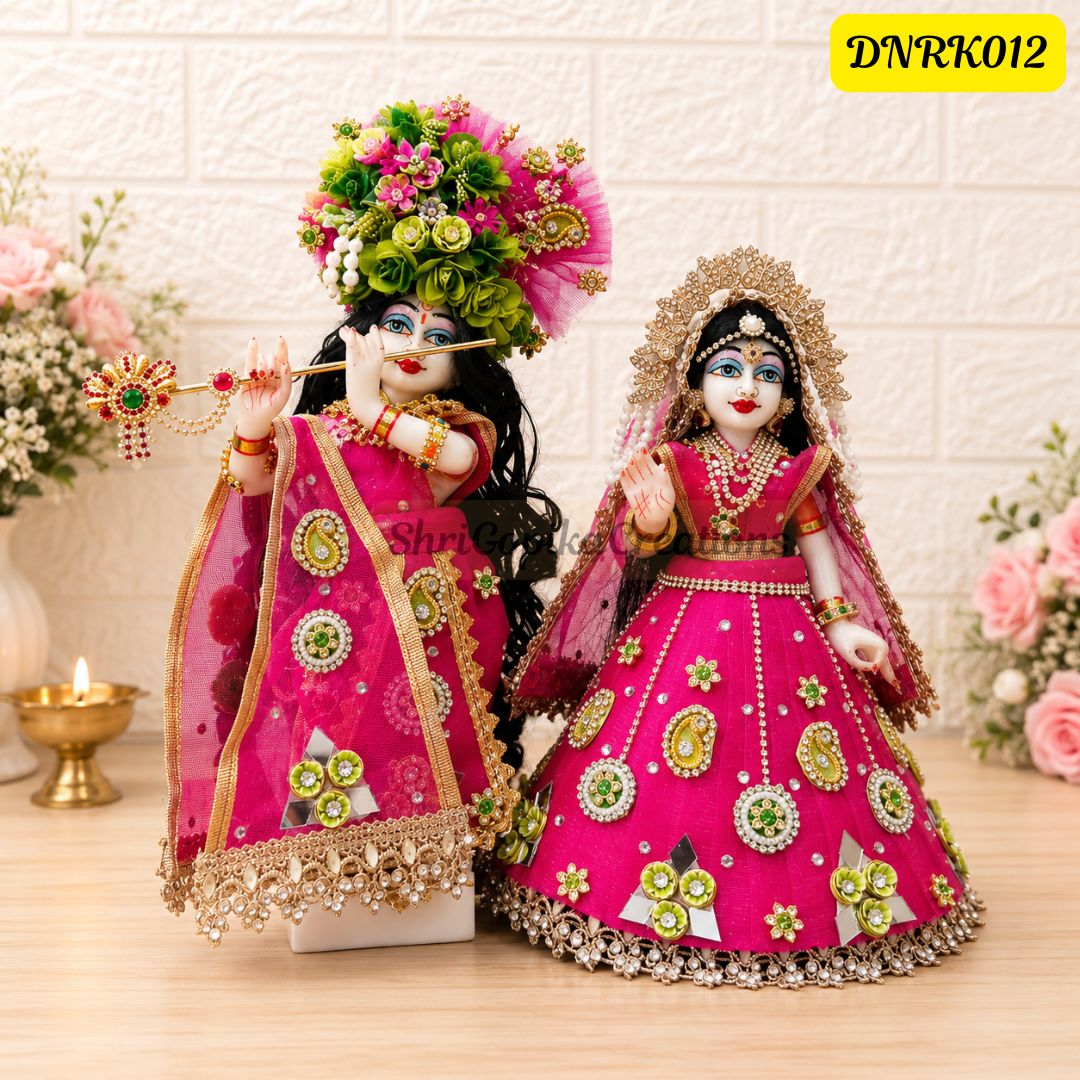 Rani Pink Net Radha Krishna Outfit with matching Chunni | DNRK012
