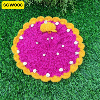 Pink and Yellow Woolen Laddu Gopal Dress | SGW008