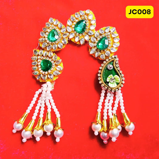 Bottle green stone embedded Chandrika for Radha Rani – JC008