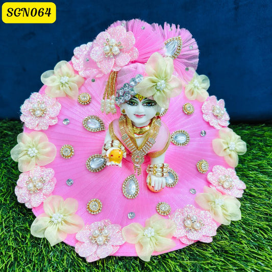 Delicate Pink Laddu Gopal Net Poshak | SGN064