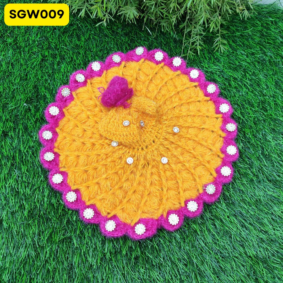 Orange and Pink Woolen Laddu Gopal Dress | SGW009