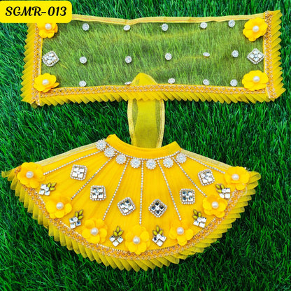 💛 Radiant Yellow Mata Rani Outfit with Floral Embellishments🌿✨ || SGMR013
