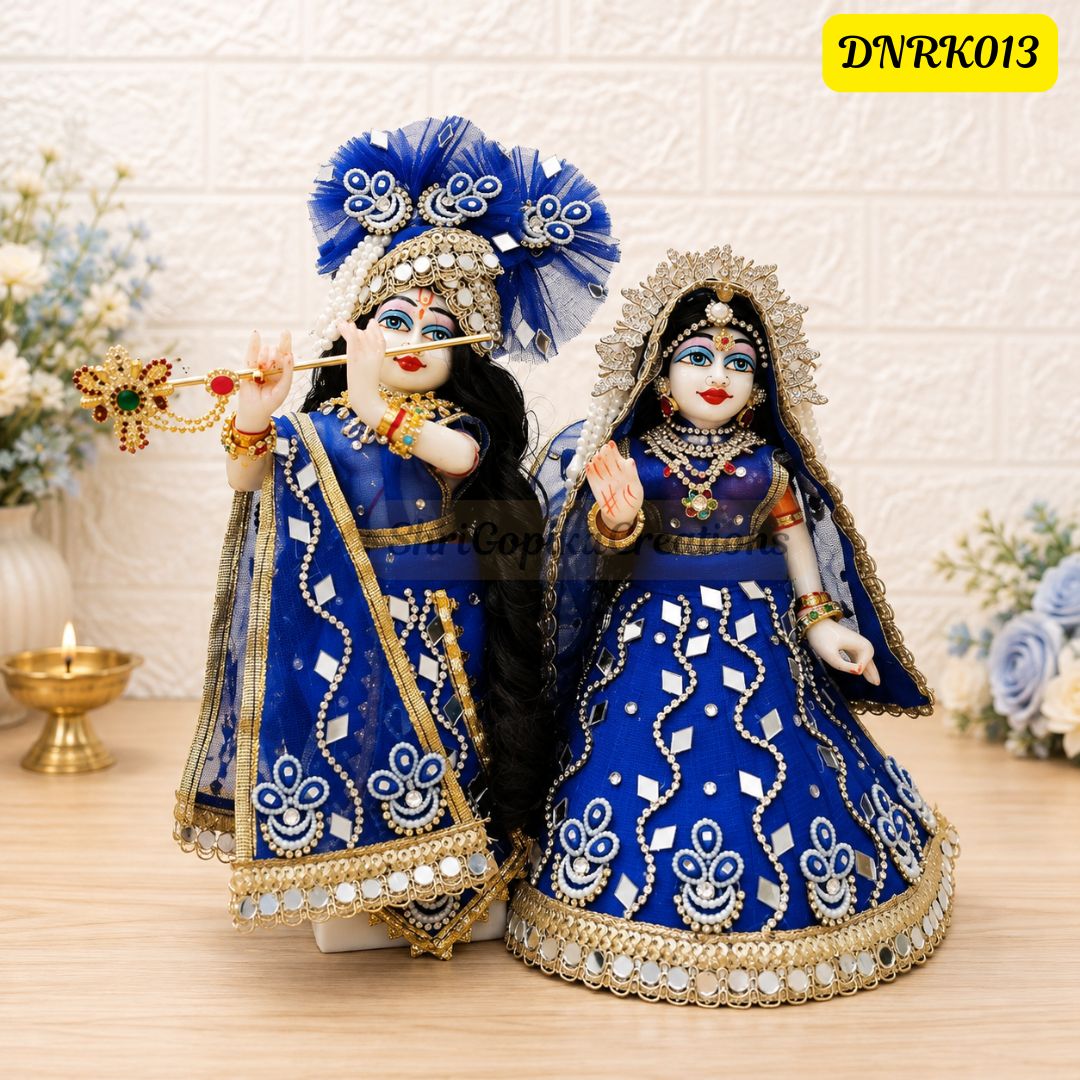 Royal Blue Net Radha Krishna Outfit with matching Chunni | DNRK013