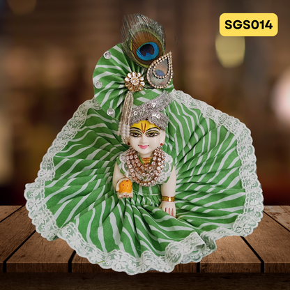 green leheriya print Laddu Gopal Dress