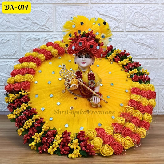 Yellow Designer Laddu Gopal Poshak With Matching Pagdi | DN-014