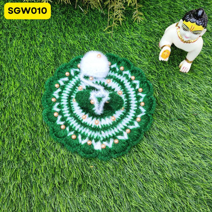 Green and White Woolen Laddu Gopal Dress | SGW010