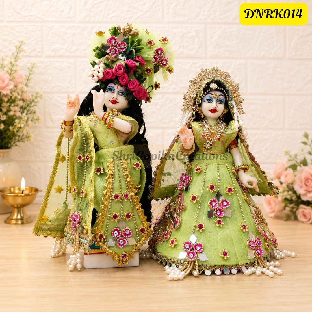 Pista Green Net Radha Krishna Outfit with matching Chunni | DNRK014