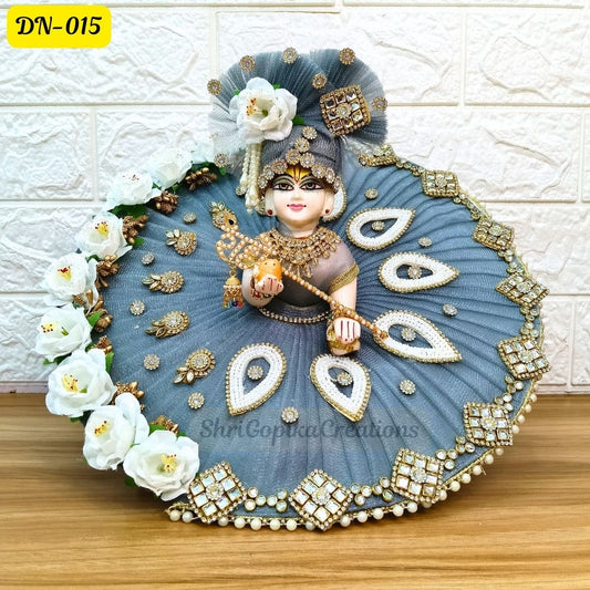 Grey Designer Laddu Gopal Poshak With Matching Pagdi | DN-015