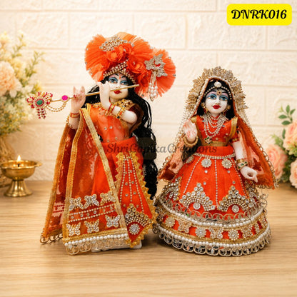Orange Net Radha Krishna Outfit with matching Chunni | DNRK016