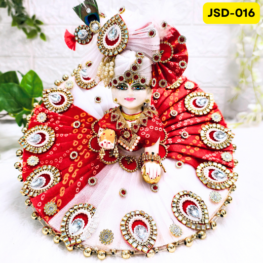 Janmashtami Special Red and White Laddu Gopal Poshak with Matching Pagdi | JSD016