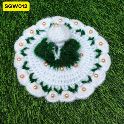 White and Green Woolen Laddu Gopal Dress | SGW012