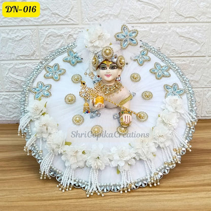 White  Designer Laddu Gopal Poshak With Matching Pagdi | DN-016