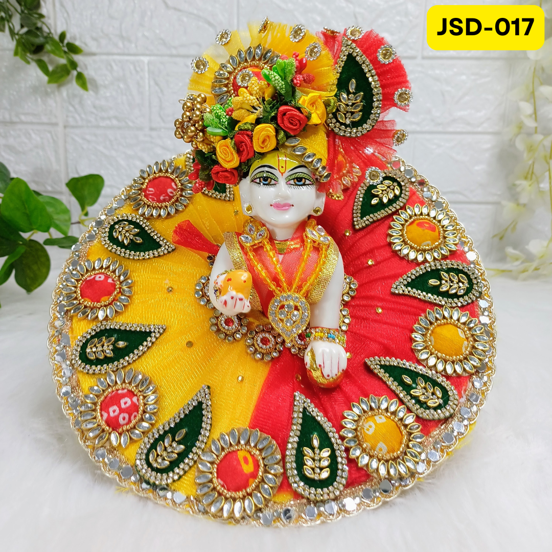 Janmashtami Special Red and Yellow Laddu Gopal Poshak with Matching Pagdi | JSD017