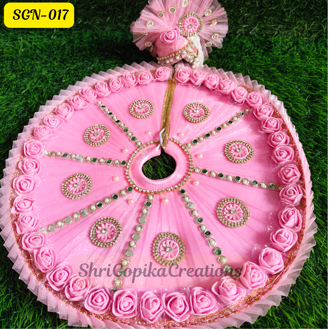 Pink Laddu Gopal Dress with Rose and  Matching Pagdi | SGN017