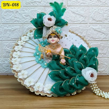 White and green Designer Laddu Gopal Poshak With Matching Pagdi | DN-018