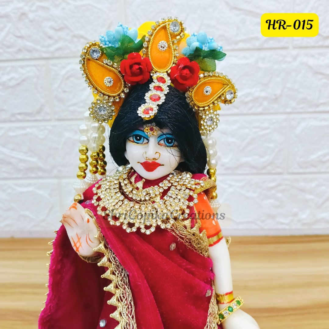 Designer Highlighted Open Hair Wig for Radha  Rani Ji | Size- 6 Number | HR015