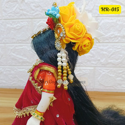 Designer Highlighted Open Hair Wig for Radha  Rani Ji | Size- 6 Number | HR015