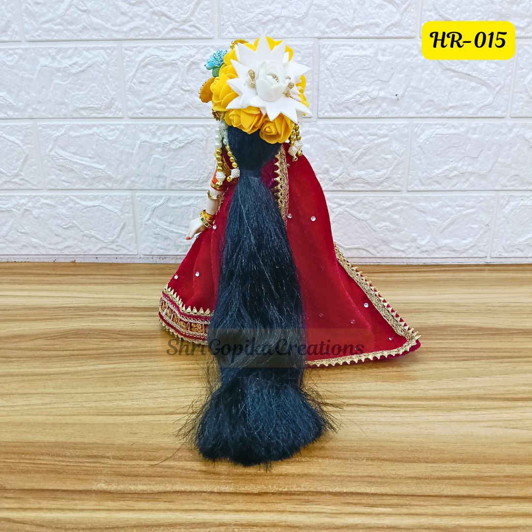 Designer Highlighted Open Hair Wig for Radha  Rani Ji | Size- 6 Number | HR015