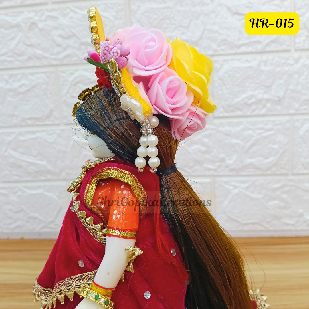 Designer Highlighted Open Hair Wig for Radha  Rani Ji | Size- 6 Number | HR015