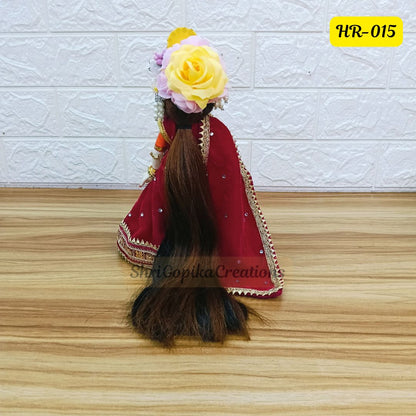 Designer Highlighted Open Hair Wig for Radha  Rani Ji | Size- 6 Number | HR015