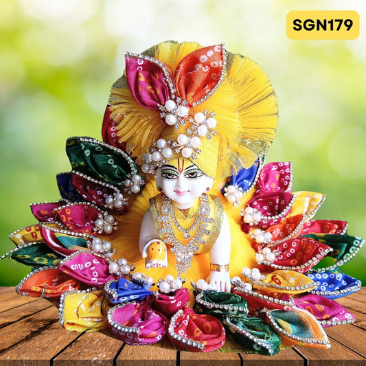 multicolor leaf Style Designer Laddu Gopal Poshak With Matching Pagdi | SGN179