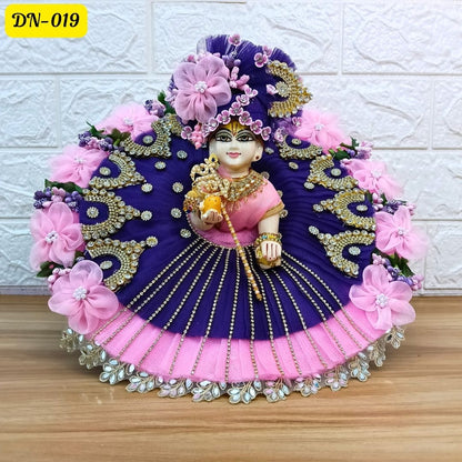 Purple and Pink Designer Laddu Gopal Poshak With Matching Pagdi | DN-019