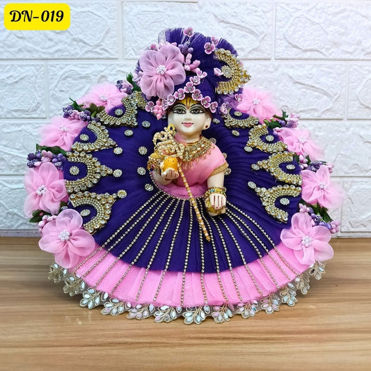 Purple and Pink Designer Laddu Gopal Poshak With Matching Pagdi | DN-019