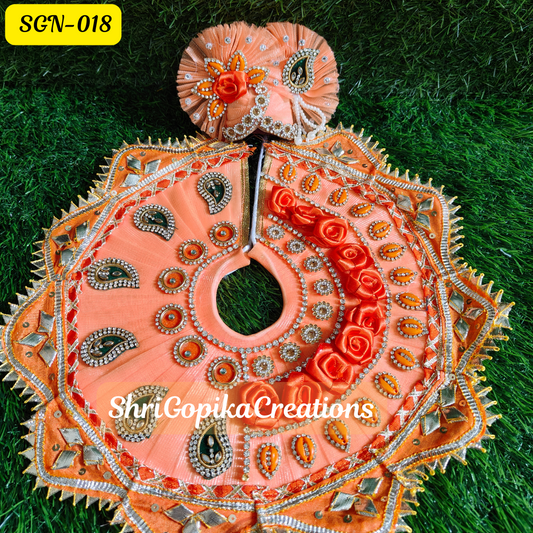 Orange Laddu Gopal Dress with Heavy Gota Patti Lace and Matching Pagdi | SGN018