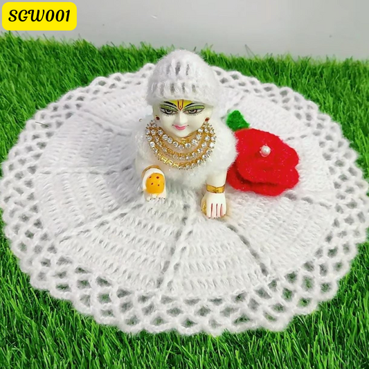 White Woolen Laddu Gopal Dress | SGW001