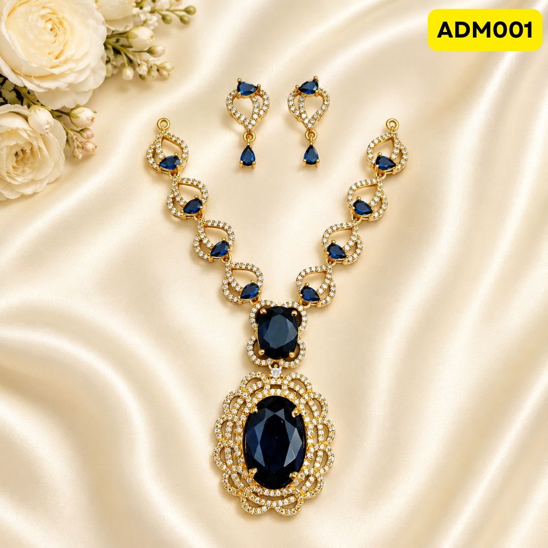Big Stone AD Mala with Matching Earrings | ADM001