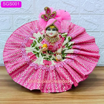 🍃 Elegant Pink Floral cotton Laddu Gopal ji Dress with matching Pagdi || SGS001 🍃