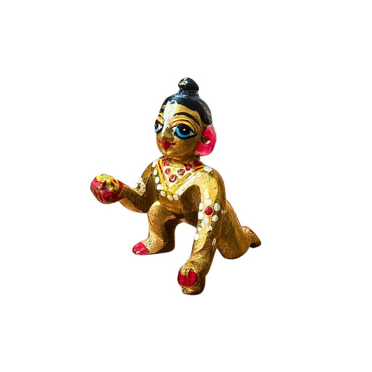 Brass Hand Painted Vrindavan laddu Gopal ji idol| 1 Number
