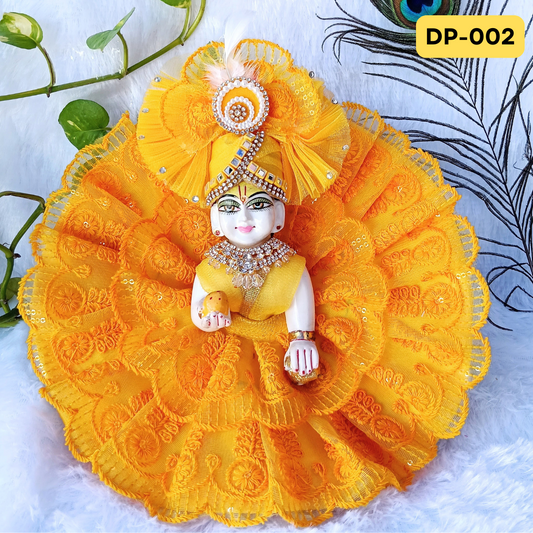Yellow Designer Summer Wear Laddu Gopal Poshak With Matching Pagdi | DP002