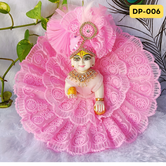 Pink Embroidery Designer Summer Wear Laddu Gopal Poshak With Matching Pagdi | DP006