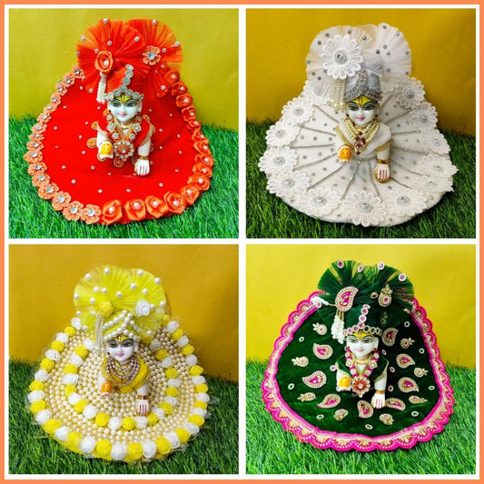 Velvet Winter Poshak Combo for Laddu Gopal (Set of 4)- Combo 1