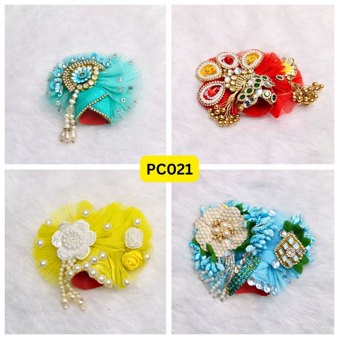 Pagdi for Laddu Gopal ji Combo Pack of 4 | Size - 3 Number | PC021