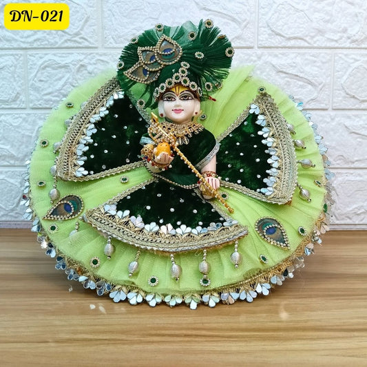 Pista Green and  Bottle Green Laddu Gopal Poshak With Matching Pagdi | DN-021