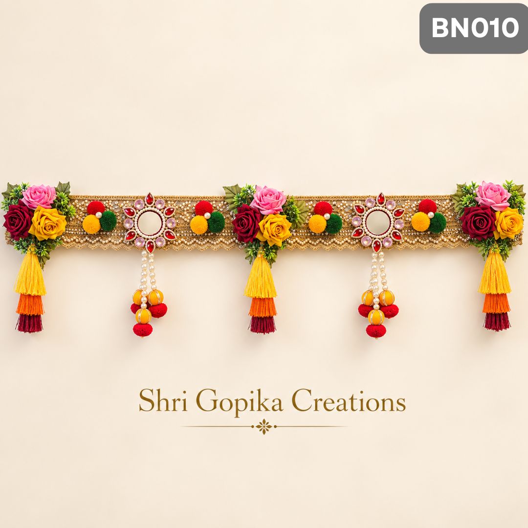 Red & Yellow Floral Designer Toran with Tassels | BN010