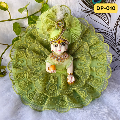 Pista Green Embroidery Designer Summer Wear Laddu Gopal Poshak With Matching Pagdi | DP010
