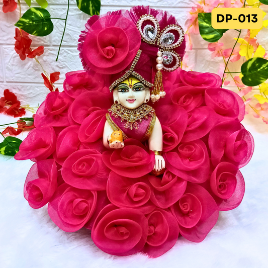 Rni Pink Designer Rose Loaded Laddu Gopal Poshak With Matching Pagdi | DP013
