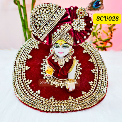 Heavy Kundan Work Laddu Gopal Poshak with matching pagdi || SGV028