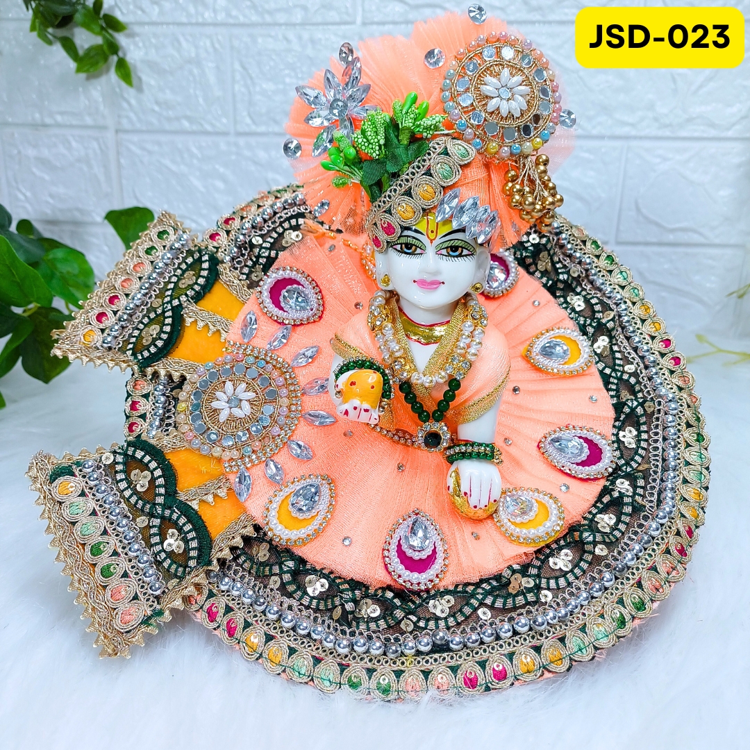 Janmashtami Special Laddu Gopal Heavy Poshak in Peach color with Matching Pagdi | JSD023